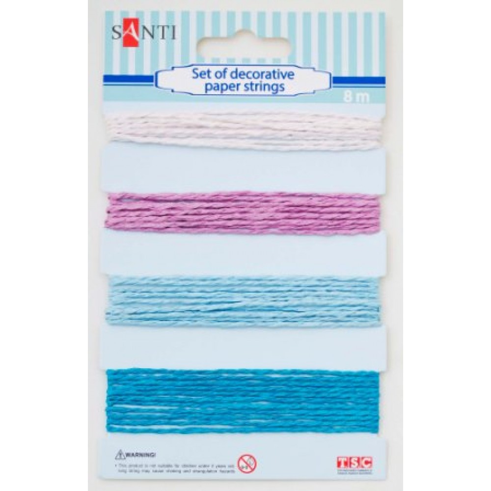 Набор шнурів паперових декоративних  4 кольори  8м/уп  рожево-блакитний