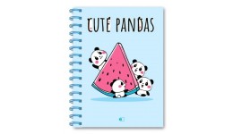 Блокнот А5   80 арк  Cute pandas-4 БЕЗЛІН тверда палітурка  пружина блакит. аркуші ТМ АртПринт