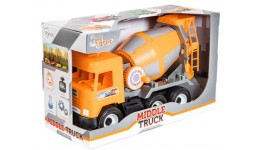 Авто  Middle truck  бетонозмішувач Сity (помаранчевий) в коробці р.44х27х19см