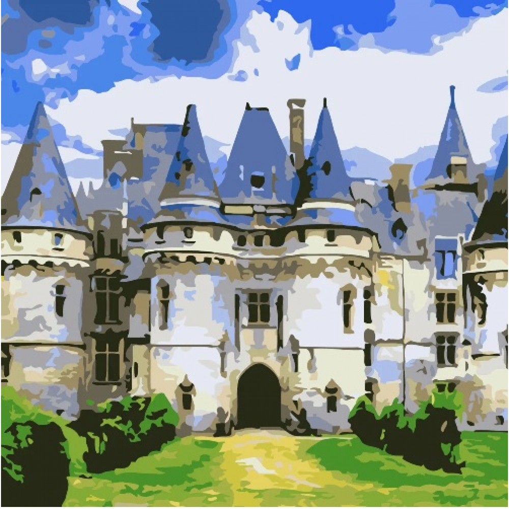 Картина за номерами Малювничий замок Strateg розміром 40х40 см SK044 3рів.скл.  21 кол