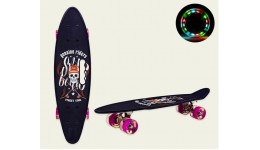 Скейт  PENNY BOARD  24  SC20520 Skull  PU колеса світло  з ручкою  дека 60х17 см