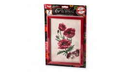Вишивка хрестиком на канві CROSS STITCH VKB-01-09 Маки ТМ Danko toys(рос.мова на упаковці)