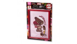 Вишивка хрестиком на канві CROSS STITCH VKB-01-08 Ведмежа з серцем ТМ Danko toys(рос.мова на уп