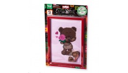 Вишивка хрестиком на канві CROSS STITCH VKB-01-06 Ведмежа з квіткою ТМ Danko toys(рос.мова на у