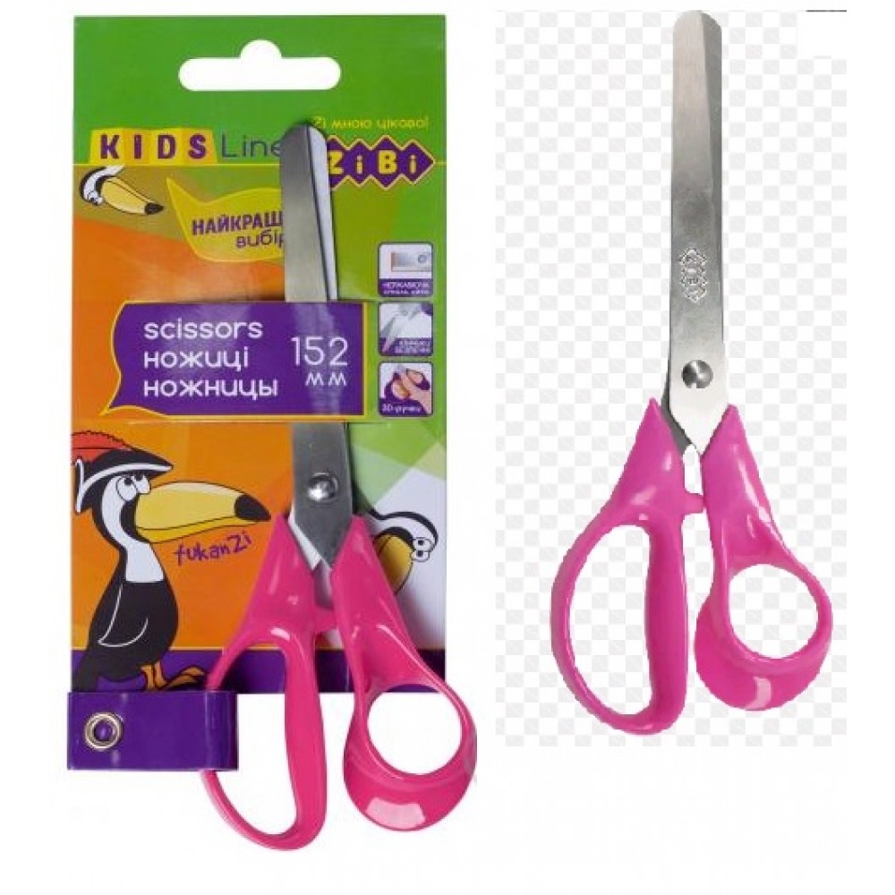 Ножиці дитячі ZiBi 5014-10 15 2см пласт. 3D-ручками  (рожеві) (1/12)