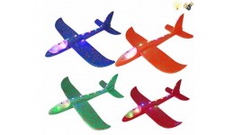 Літак пінопласт 48 см 2187-6 ручний запуск.світло 4 кол. в пакеті 50*5*20 см
