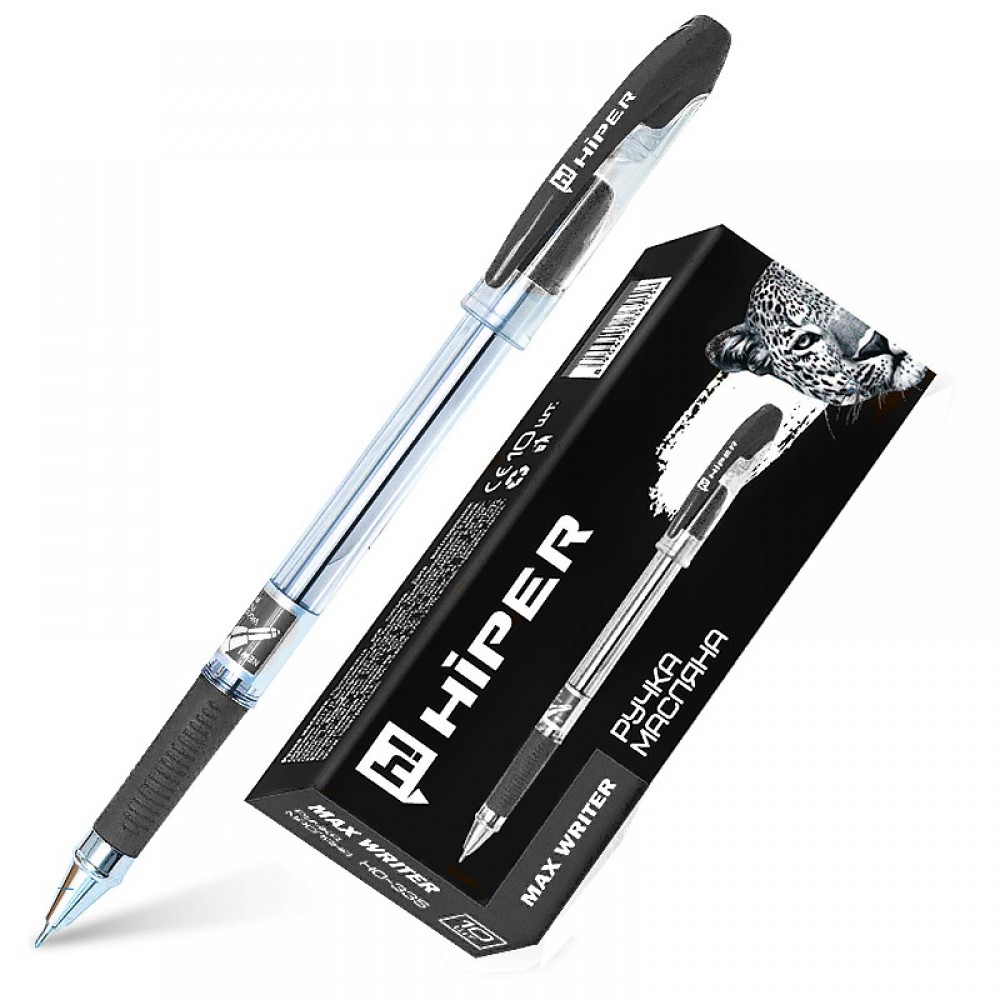 Ручка масляна HIPER Max Writer HO-335 0 7мм чорна 2500м (10 шт. в упаковці)