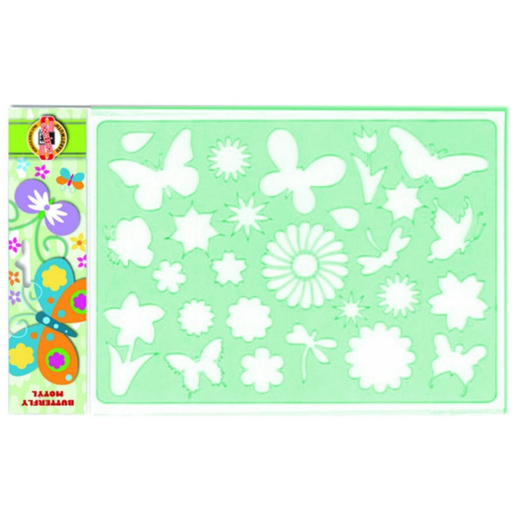 Трафарет KOH-I-NOOR 9820/5 пластиковий для створення малюнків і аплікацій 31*20  Метелики  (1)