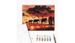 Картина по номерах Слони в савані BS5189 Класік р.40х50см  3 пенз. 4 р.скл. акр.фарби