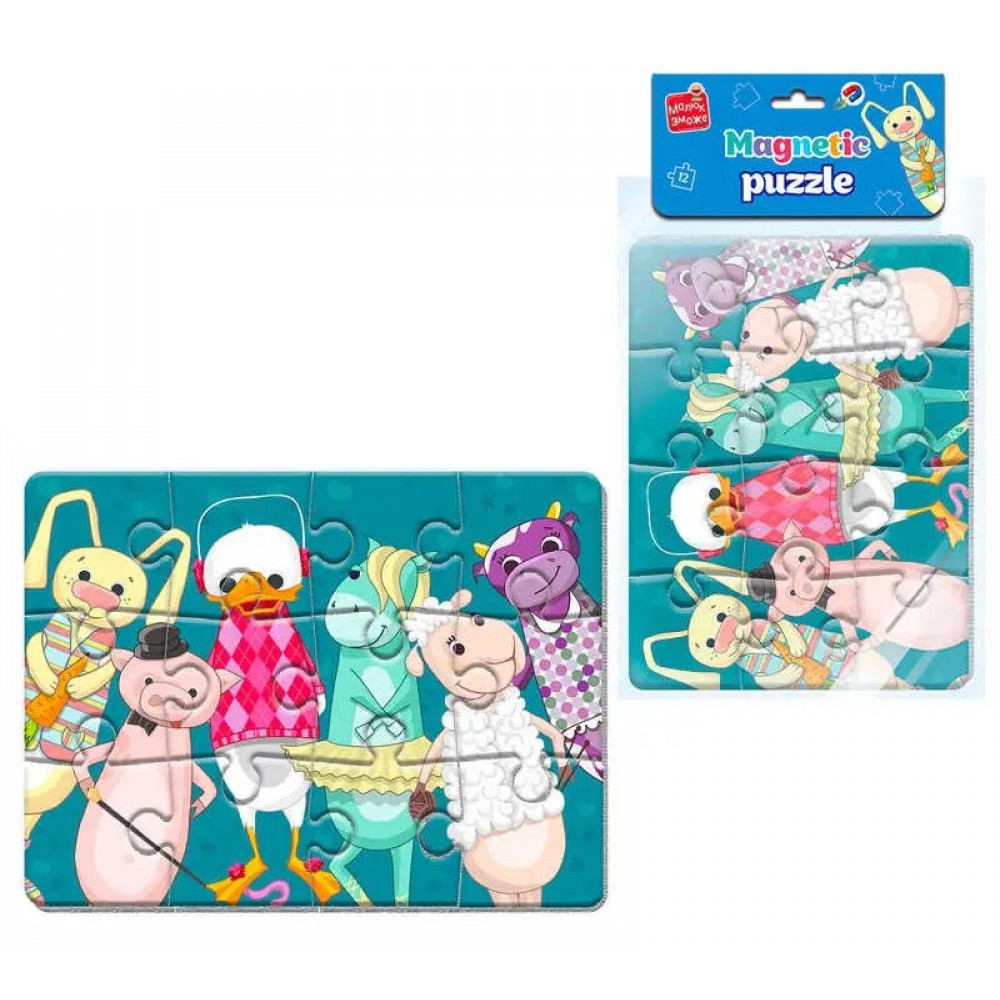 Магнітні пазли 3301-01 формат картинки  А5 Малюк зможе  Звірята   (укр)  (Vladi Toys)