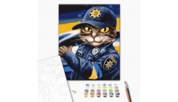 Картина  по  номер Котик поліцейський Маріанна Пащук BS53237 Класік 40х50 патріотичні 3 рів.скл