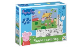 Пазл - розмальовка  60 ел 200119 Peppa Pig Ігри у садочку 2 в 1 розмір картинки 32х23 см (dodo)