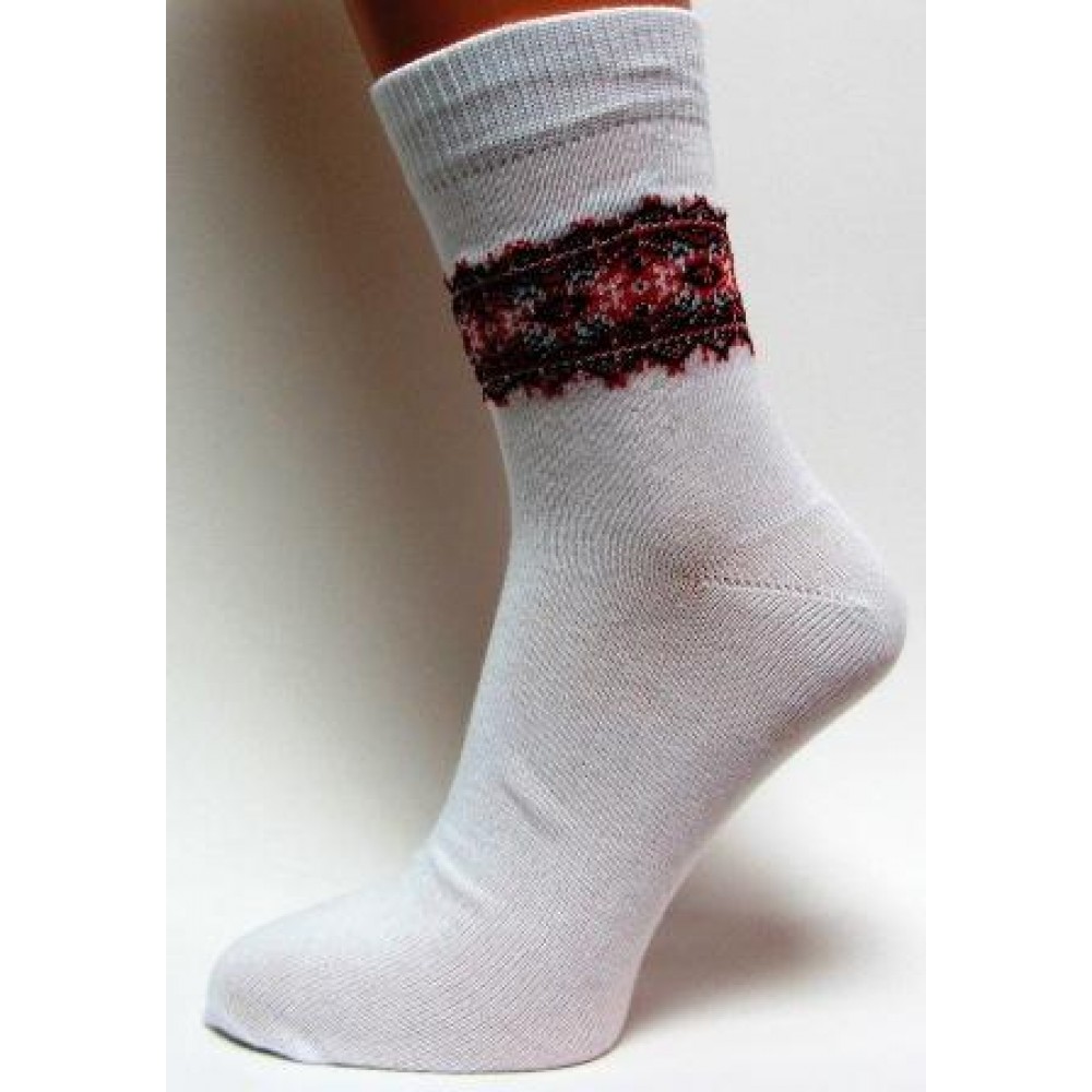 Дитячі шкарпетки DUNA 460 демі  12-14 червона вишивка 52% поліамід 45% еластан 3%