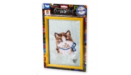 Вишивка хрестиком на канві CROSS STITCH VKB-01-02 Котик ТМ Danko toys(рос.мова на упаковці)