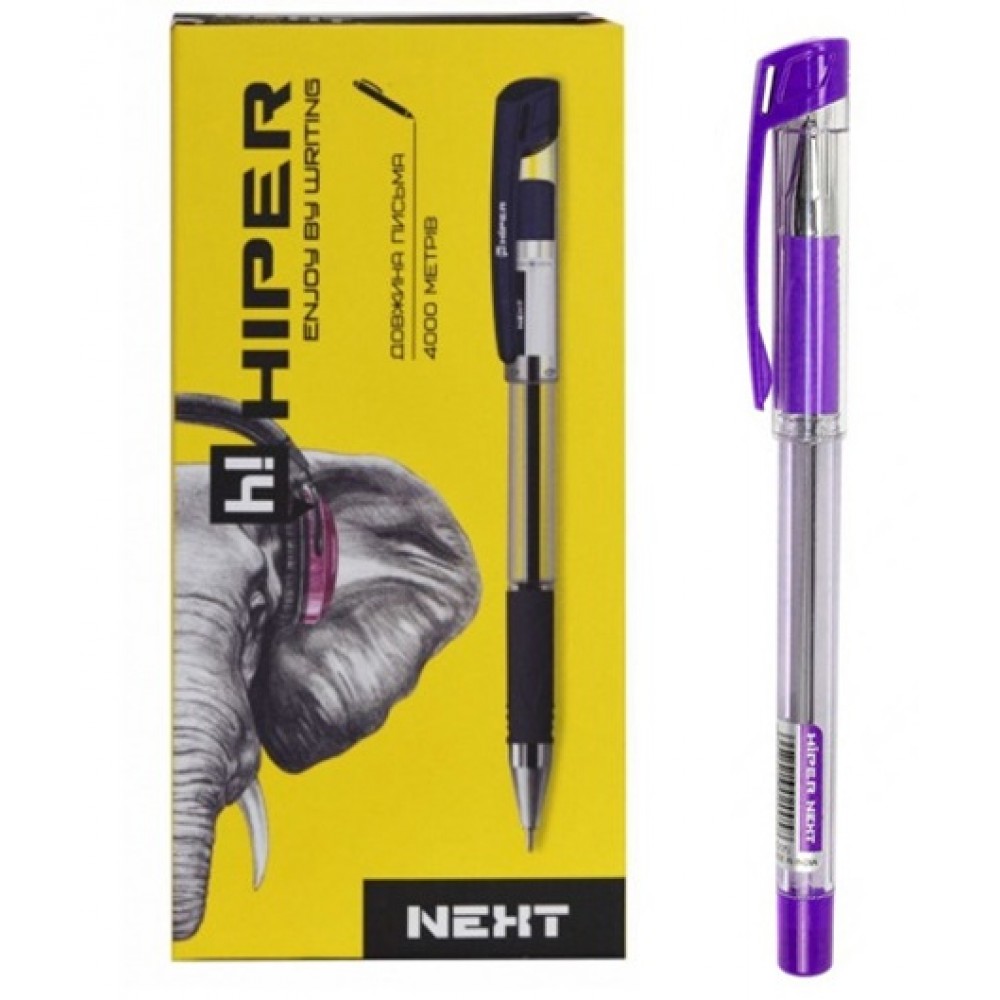 Ручка масляна HIPER Next 4км HO-175 фіолетова 0 7мм (10 шт. в упаковці)