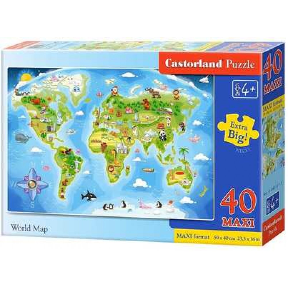 Пазл Касторленд   40 maxi (117) Мапа світу  59*40 см