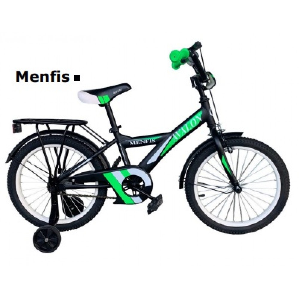 Велосипед 2-х колісний 16 MENFIS  чоний з зеленим з багажником
