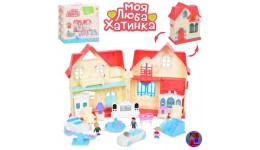 Будиночок WD-932C  48-31см  автомобіль 12см  фігурка 6см 3шт  меблі звук  світло  батарейка