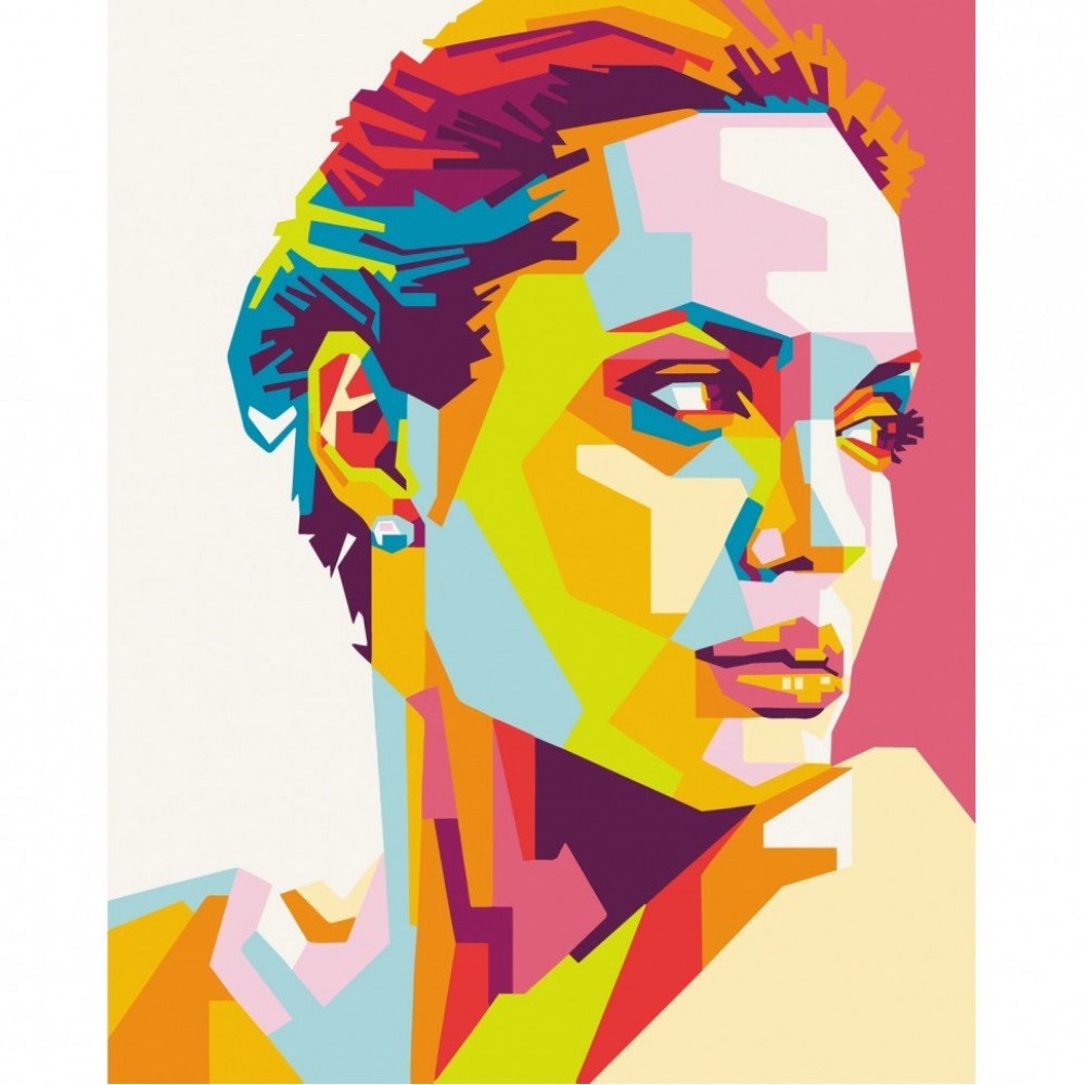 Картина по номерах  Анджеліна Джолі  10296-AC 40*50 см  2 пензл.+12 акрил.фарб  2 рівень складн