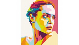 Картина по номерах  Анджеліна Джолі  10296-AC 40*50 см  2 пензл.+12 акрил.фарб  2 рівень складн
