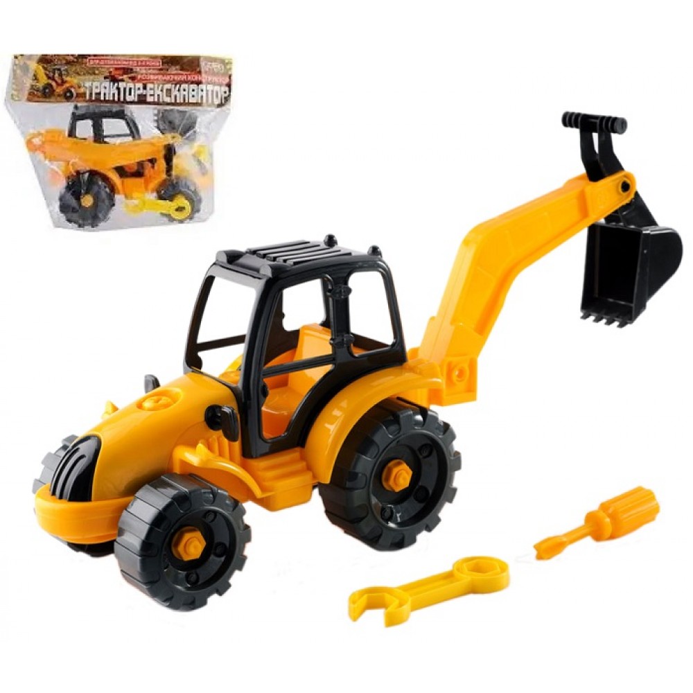 конструктор Трактор-екскаватор з викруткою та ключем в пакеті 25х17 см ТМ Toys Plast