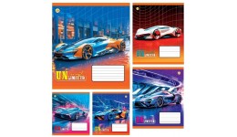 Зошит 18 клітинка  Тверда 51203 Сучасні авто ТЕТРАДА (20 штук в упаковці)
