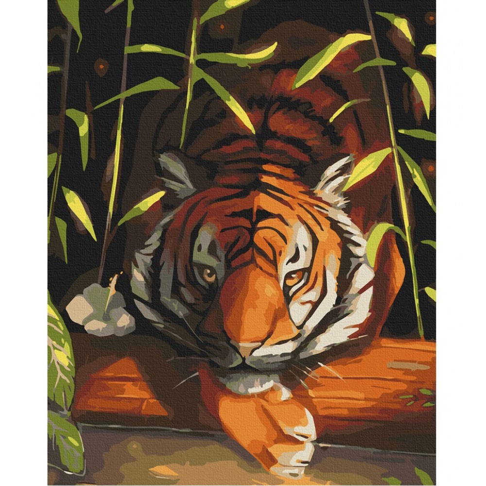 Картина по номерах  Бенгальський тигр  11618-AC 40*50 см  2 пензл.+23 акрил.фарб  4 рівень скла