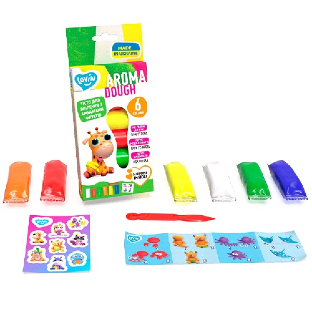 Тісто для ліплення з наліпками набір 6 кольорів ОКТО 41199 ТМ Lovin Aroma Assorted