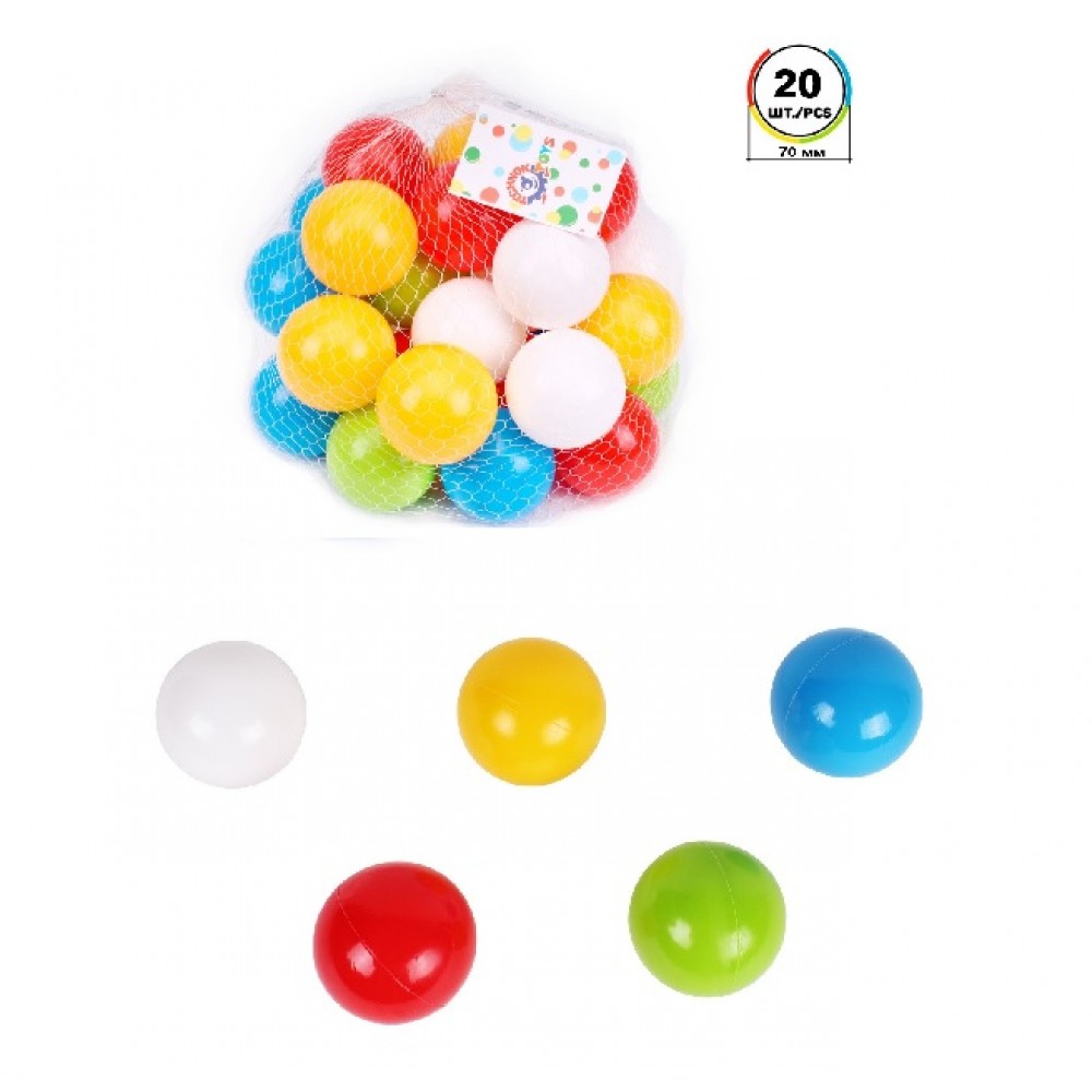 Кульки для сухих басейнів 8911 20 шт. 5 кольорів ТехноК в сітці