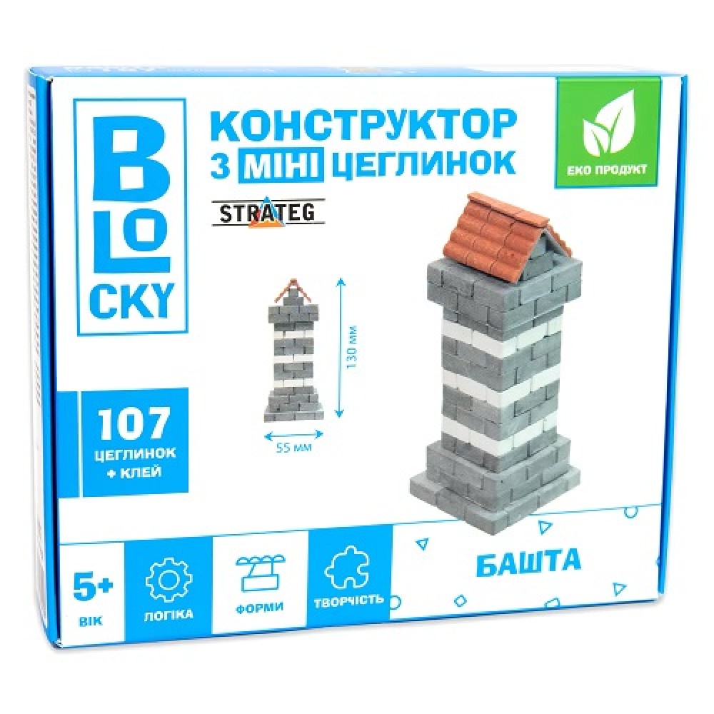 Будівельний набір з міні-цеглинок BLOCKY Башта Strateg 31022 в коробці 14.5х12 см