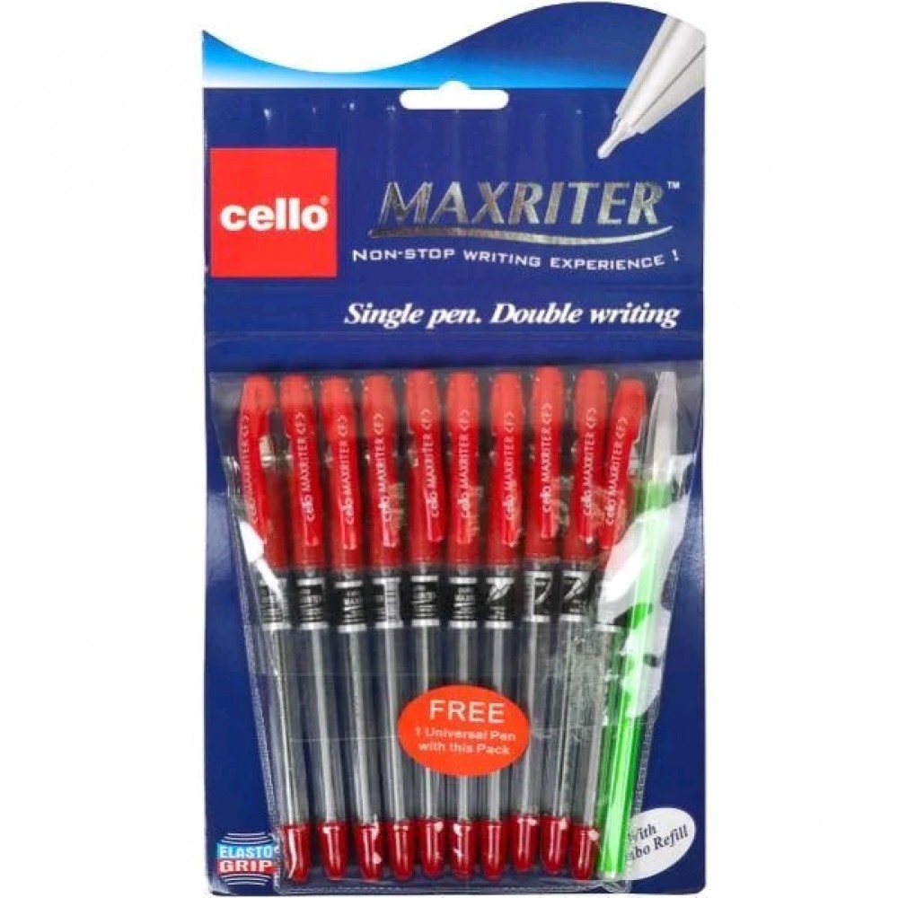 Ручка  CELLO  колір чорнил- червоний  Maxriter 727+1 (10 шт. в упаковці)