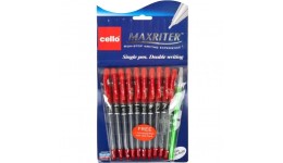 Ручка масляна MAXRITER 727 + 1 Cello- червоний  (10 шт. в упаковці)
