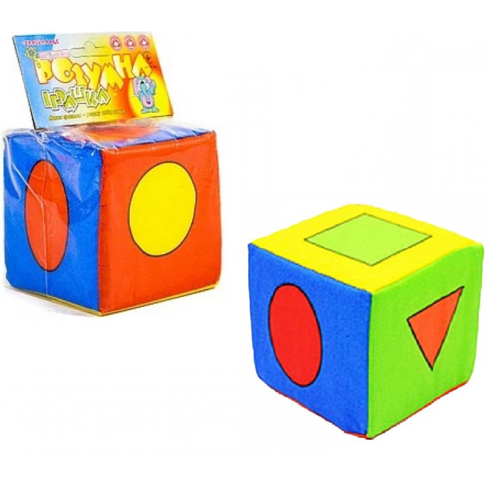 м`яка іграшка - брязкальце  Кубик  Геометричні фігурки  ТМ Розумна іграшка