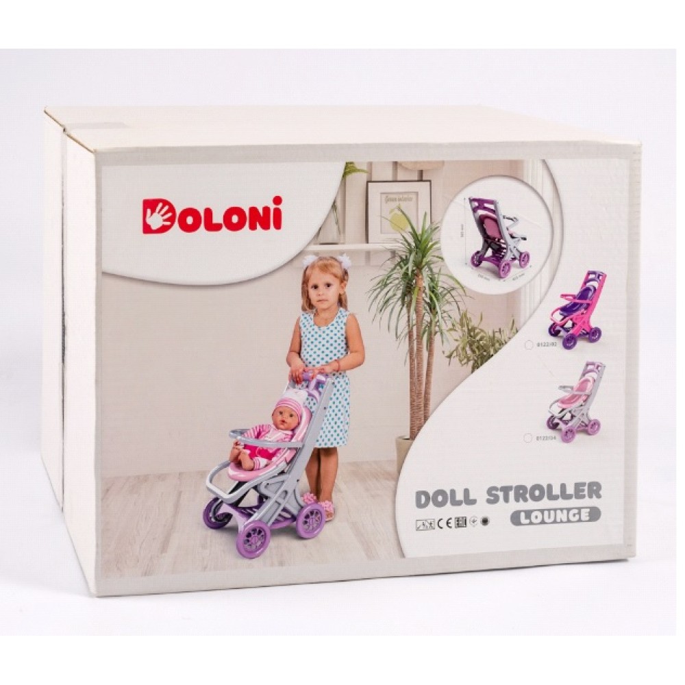 Коляска для ляльки   артикул  0122/04 БІЛО РОЖЕВИЙ  DOLONI в коробці 58*48*32 см