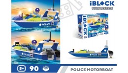 Конструктор Поліцейський човен 90 дет.  Kids hits IBLOCK JUNIOR KH41/002/2 в коробці 24х16х6см