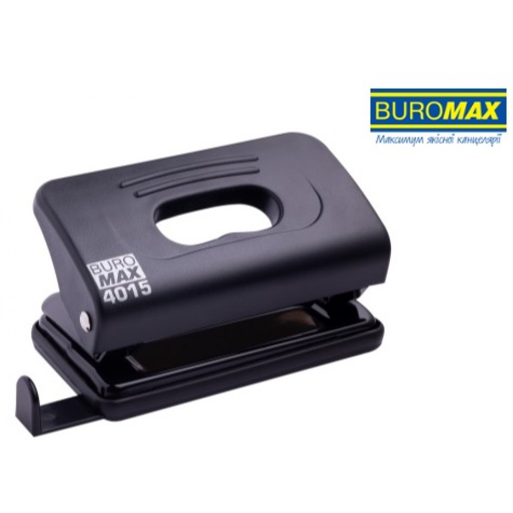 Діркопробивач BUROMAX  4015-01 пластик  10 арк.   чорний  в коробці  (1/12)
