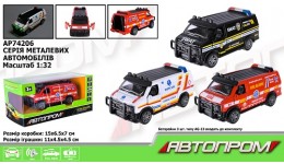 АВТОПРОМ машина метал AP74206 1:32 3 кольори  відч.двері батар. світ.  звук короб.15х6.5х7см