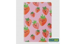 Блокнот А5 BUROMAX 32арк. 24822103-29 клітинка FRUITS прошита обкладинка  малинова (1/)