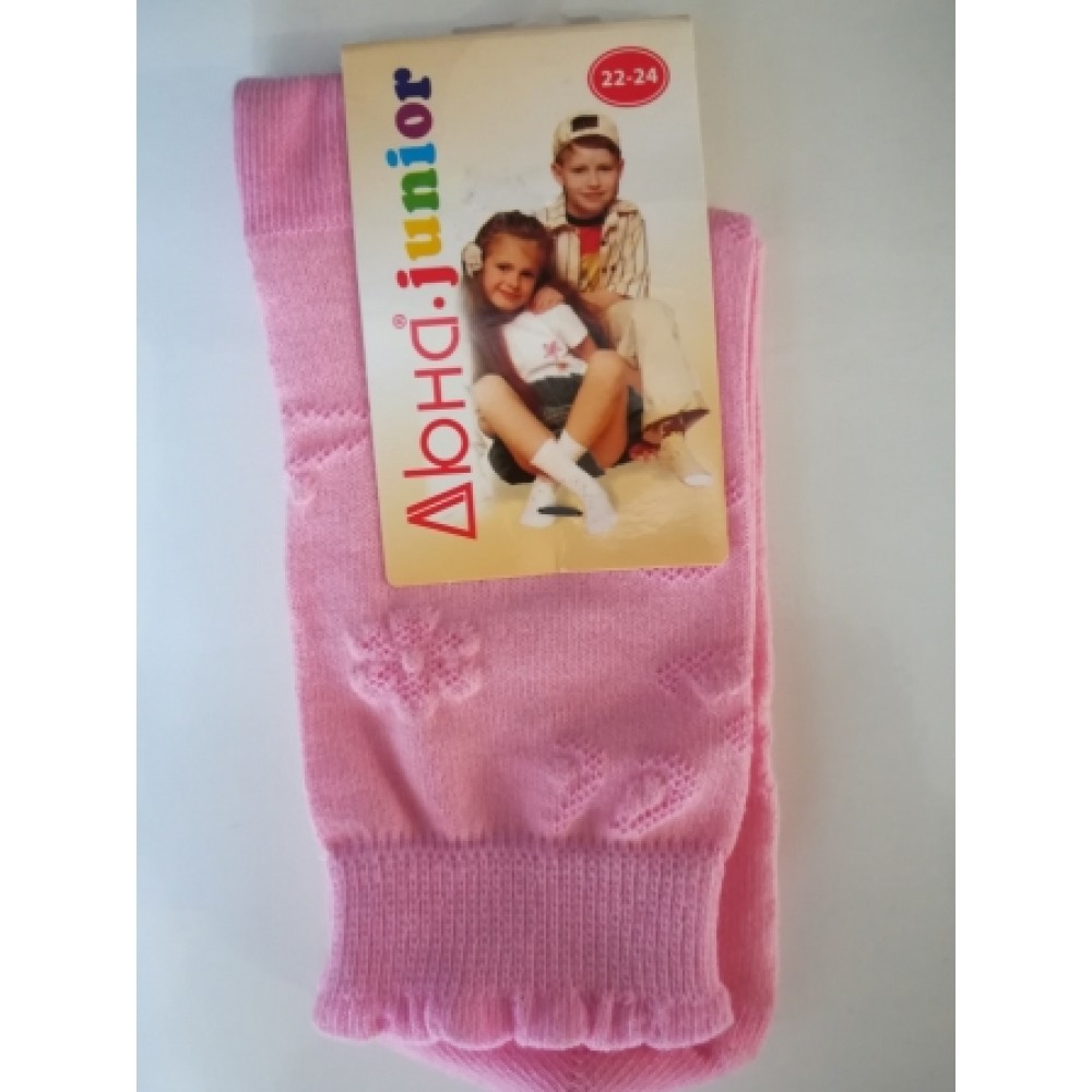 Дитячі шкарпетки DUNA 457 демі  22-24 рожеві 70%бавовна  27%поліамід  3%еластан