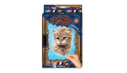 Вишивка гладдю по номерам на розтяжці VGL-01-03 Котик М Danko toys(рос.мова на упаковці)