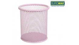 Стакан для ручок (органайзер) BUROMAX 6202-10 металевий  круглий PASTEL 90х98 мм рожевий