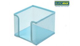 Бокс для паперу BUROMAX 6215-14 металевий  100х100х80мм PASTEL блакитний  (1/12)