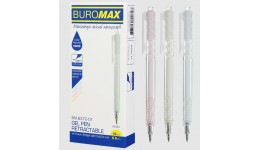 Ручка гелева автоматична BUROMAX 8372-01 NOVEL 0.5 мм  прозорий корпус  синя (12шт.в упаковці)