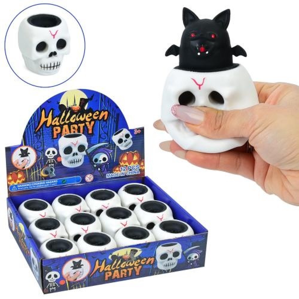 Антистрес кажан у черепі Helloween ZD66-29 розмір 5см 12шт в дисплеї 23х6х17.5см