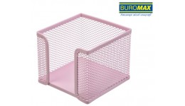 Бокс для паперу BUROMAX 6215-10 металевий  100х100х80мм PASTEL рожевий (1/12)