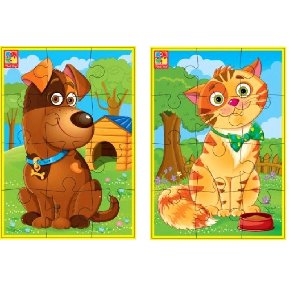 М`які пазли 1103-43 А5 Котик та песик (Vladi Toys)(2/1)