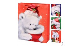Пакет новорічний паперовий M  Bear  26*32*10.5см R98391-M 12 шт в упаковці