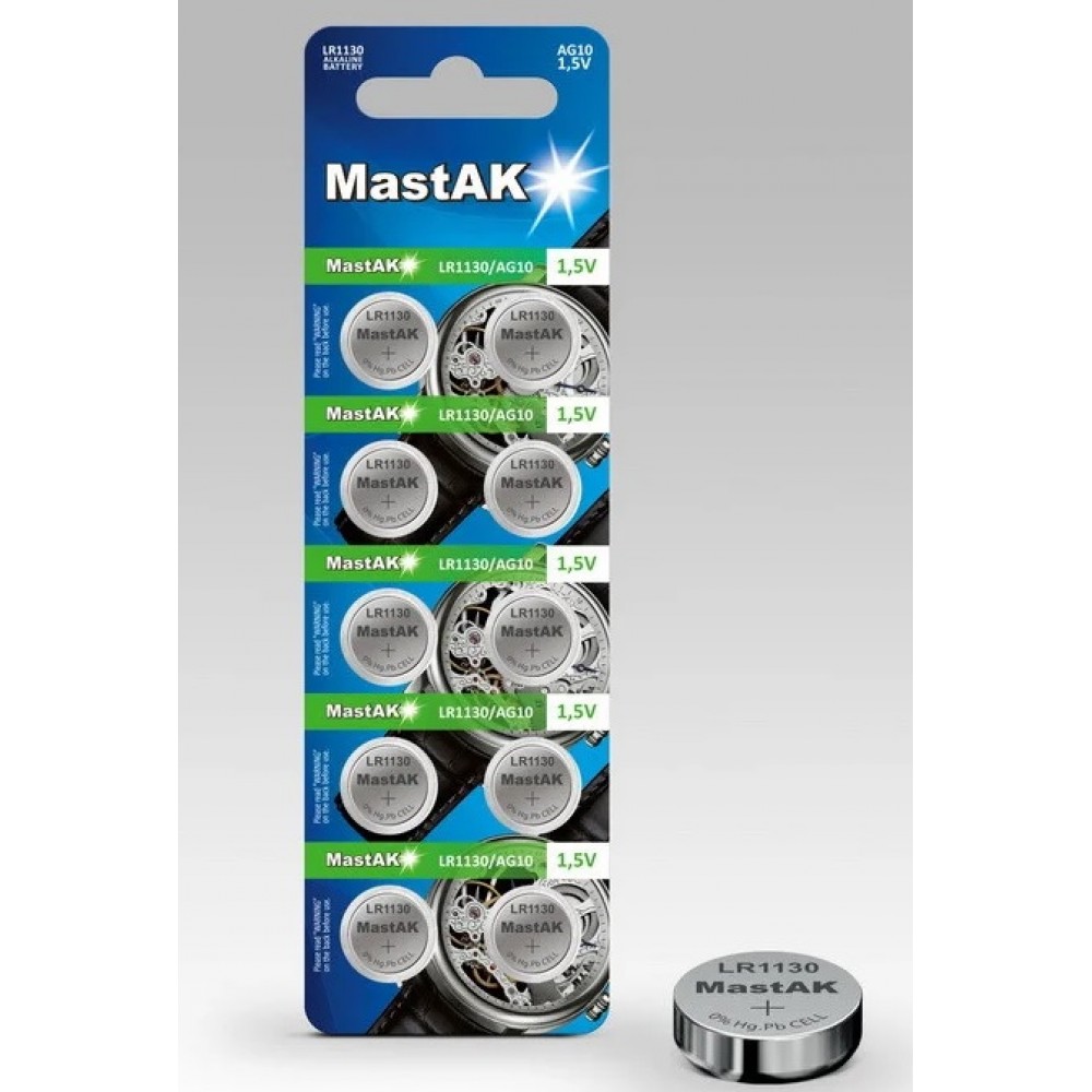 Батарейка MastAK Alkaline G10/389/LR1130 (C10) 1*10шт
