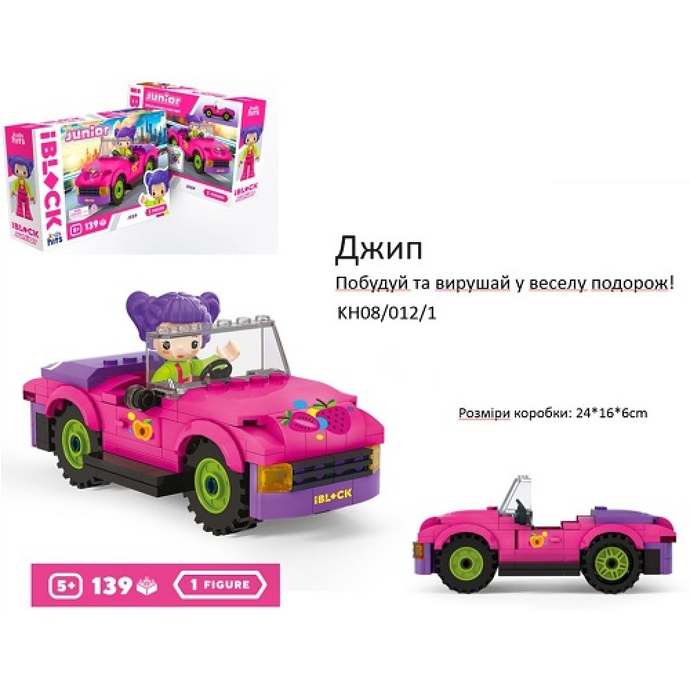 Констр. для дівчат Kids hits IBLOCK JUNIOR KH08/012/01 Джип 139 дет. в коробці 24х16 см