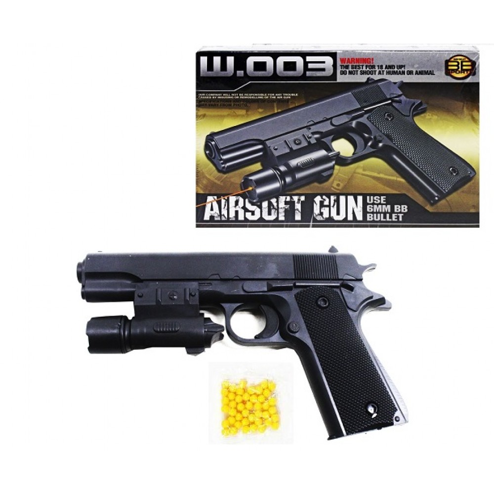 Пістолет на пульках W003B в коробці 20.5х14 см